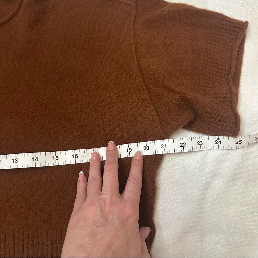 Anthropologie brown cashmere short sleeve luxe luxury Sweater brown 51677 - Picture 7 of 11